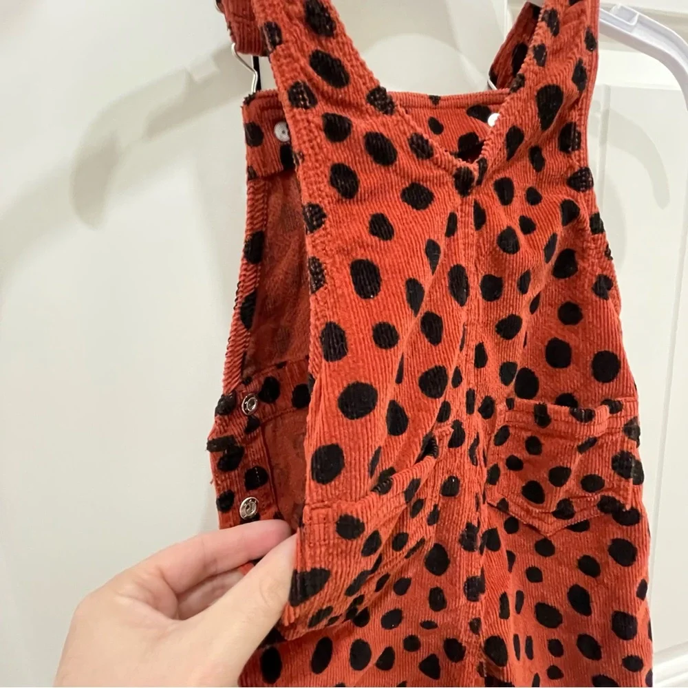 Hanna Anderson Corduroy Overalls. Animal print. Burnt Orange Size 12-18 Month - Picture 9 of 13